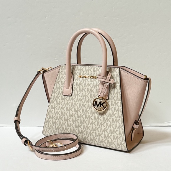 Michael Kors Avril Small Top Zip Satchel Shoulder Crossbody Bag MK Vanilla Pink - Picture 4 of 13